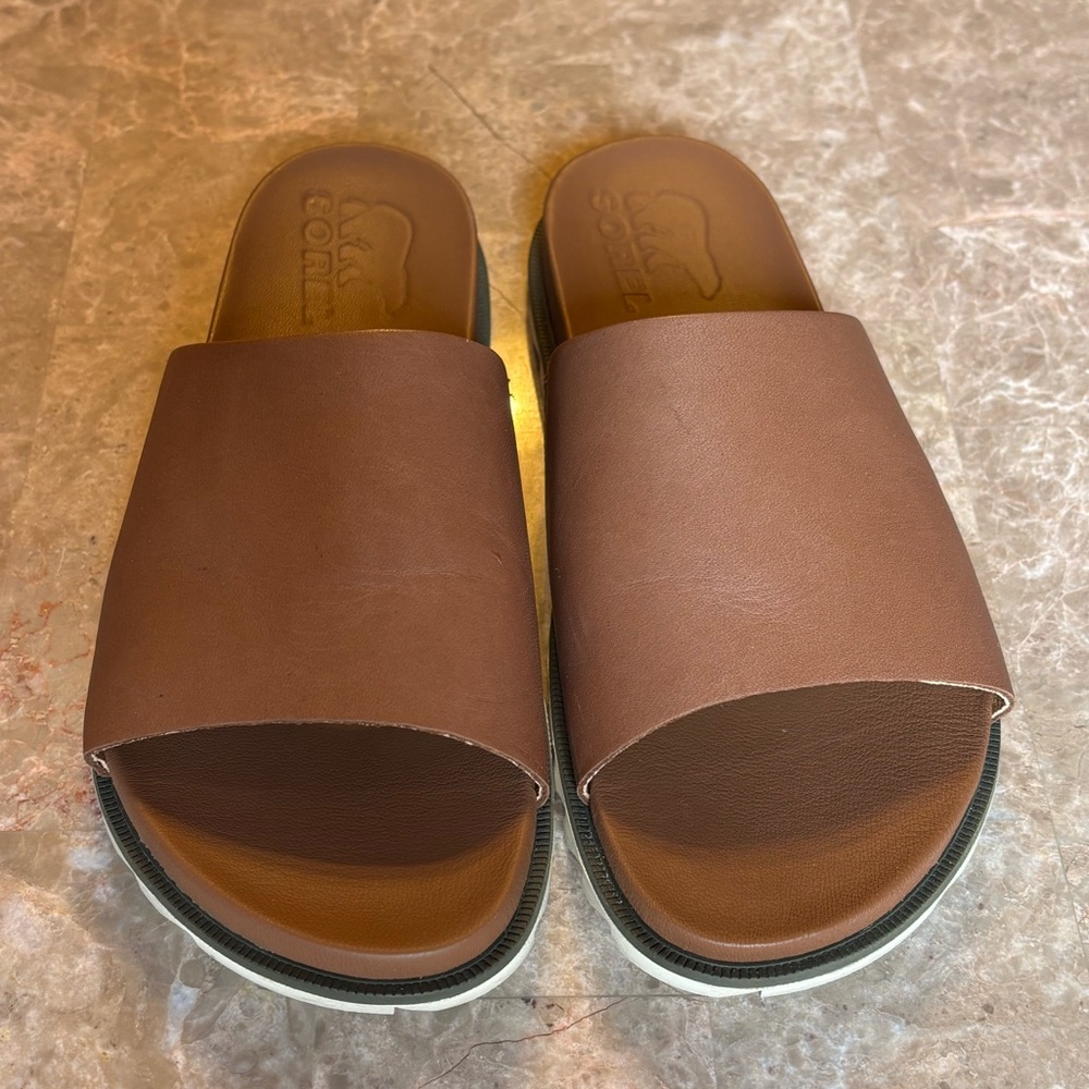 Sorel Brown Slide Sandals Modern Casual Comfort